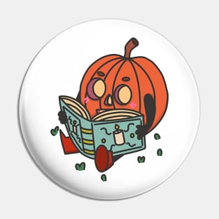 Cute reading halloween pumpkin Pin