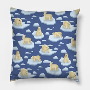 Polar bear treading on thin ice Pillow