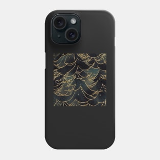 Abstract Winter Christmas Trees, Gold and Green Phone Case