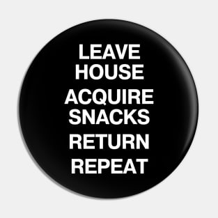 LEAVE HOUSE ACQUIRE SNACKS RETURN REPEAT Pin