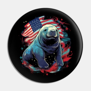 Patriotic Manatee Pin