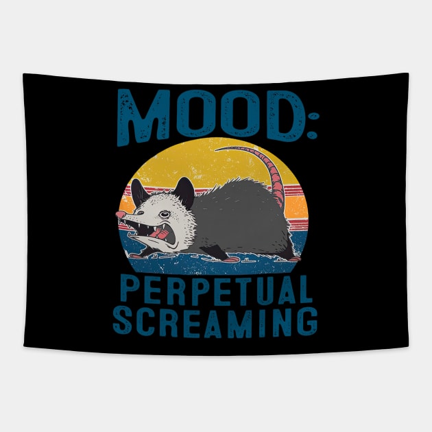 Funny Opossum Mood Perpetual Screaming Possum Panic Tapestry by everetto