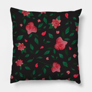 Watercolor Roses Pattern Pillow