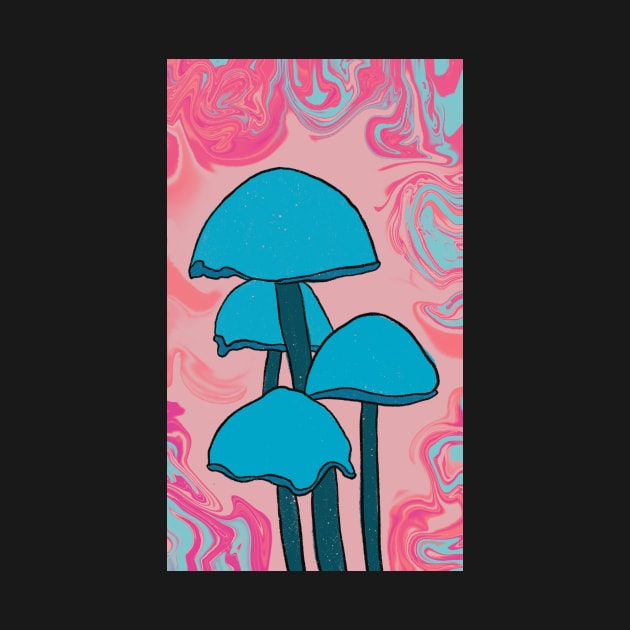 Groovy Blue Mushroom Quartet by notastranger