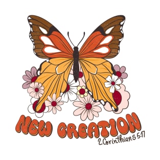 New Creation 2 Corinthians 5:17 Monarch Butterfly and Wildflowers T-Shirt