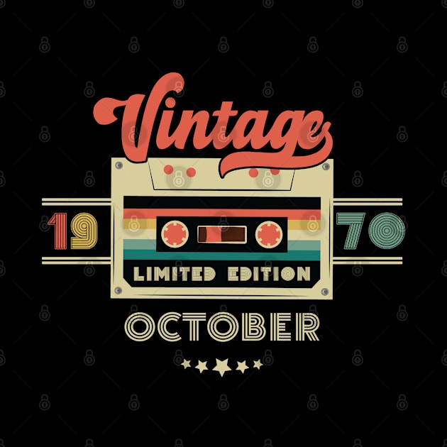 Vintage October 1970 Music Cassette - Limited Edition - 52 Years Old Birthday Gifts by Vixel Art