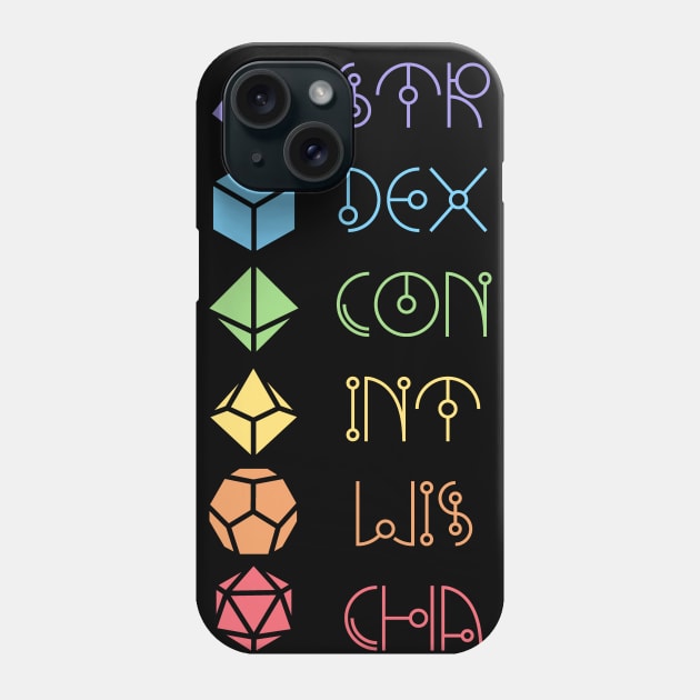 Character Abilities Dice Rainbow Phone Case by OfficialTeeDreams