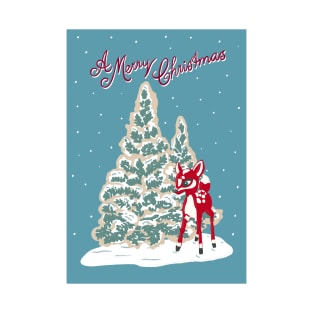 Vintage Christmas Cookie Tree with Red Bambi Decoration T-Shirt