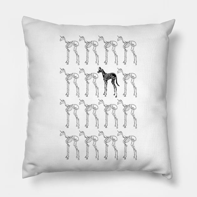 Skeleton Unicorn Pattern Pillow by Thatssounicorny