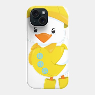 Cute Duck, Baby Duck, Duck In Raincoat, Rain Phone Case