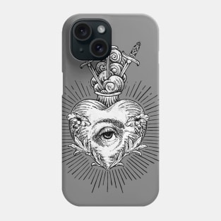 3 of Swords - Tarot Etching Drawing Phone Case