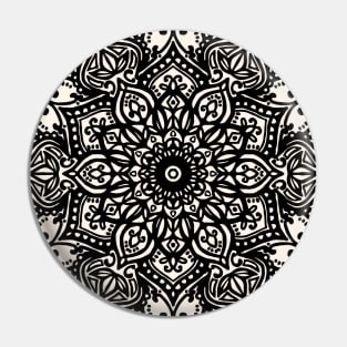 Black and Cream Mandala Tapestry Pattern Pin