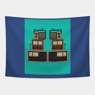 Old Colorful Stylish Retro Music Radios Tapestry