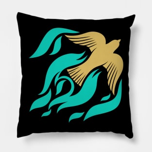 The dove and the flame of fire are symbols of God's Holy Spirit, peace and humility Pillow