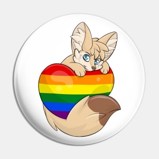 LGBTQIA Heart Flag - Fennec Fox Pin