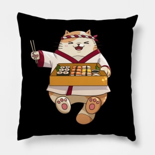 Sushi Chef Cat Pillow