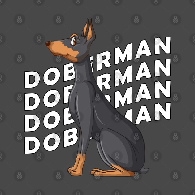 Black Natural Ear Cartoon Doberman by Kirin Store