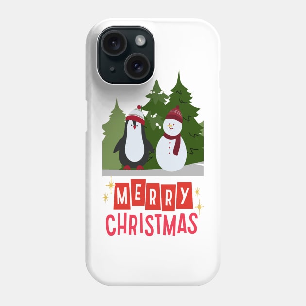 Merry Christmas with penguins Phone Case by PATTERN MAZE