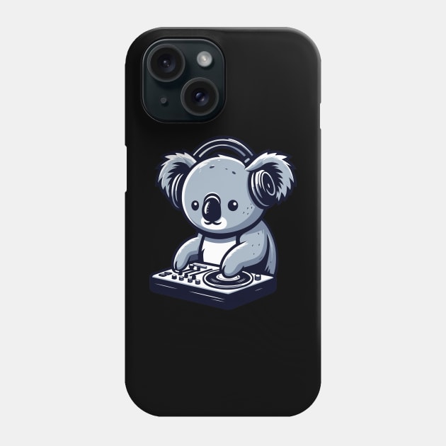 Cute koala with headphones in a dj party, kawaii style koala bear vector illustration Phone Case by Nora Liak