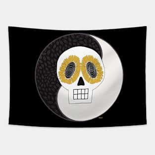 Yin Yang Skull Tapestry