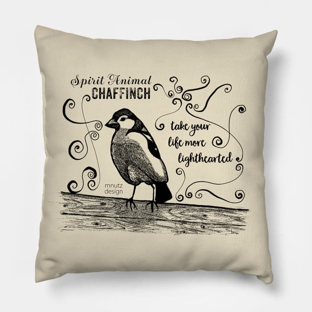 Spirit animal - Chaffinch black Pillow by mnutz