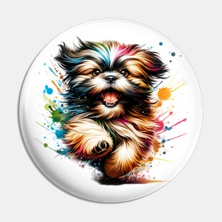 Shih Tzu Dog watercolor splash Pin