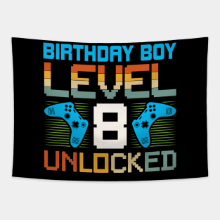 Birthday Boy Level 8 Unlocked Gamer Birthday Tapestry