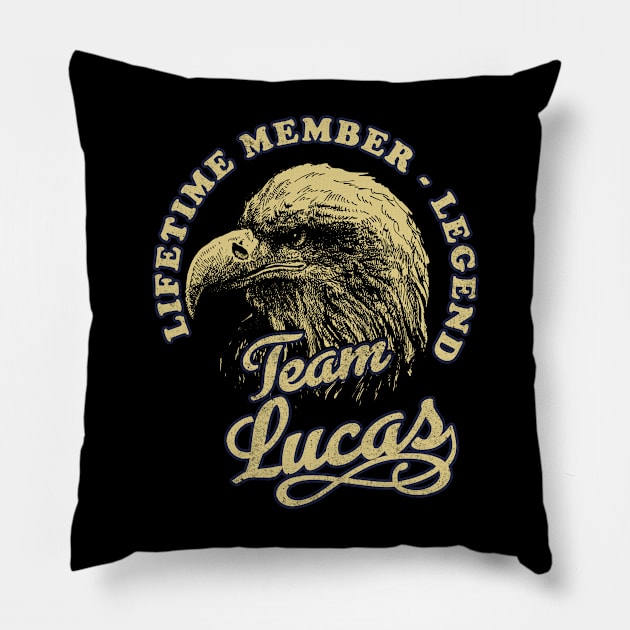 Lucas Name - Lifetime Member Legend - Eagle Pillow by Stacy Peters Art