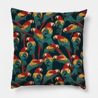 seamless pattern of scarlet macaw birds. Pillow