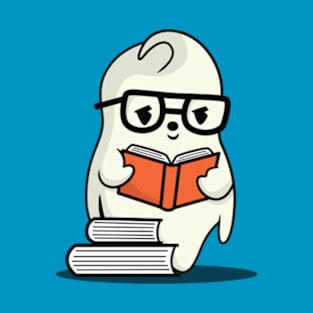 Cute Ghost Reading Book T-Shirt