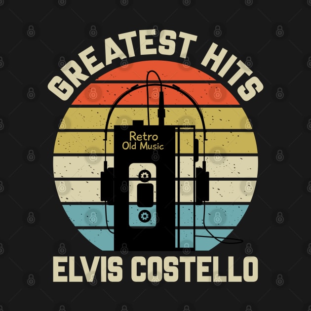 Greatest Hits Elvis Retro Walkman Costello Vintage Art by Dinosaur Mask Store