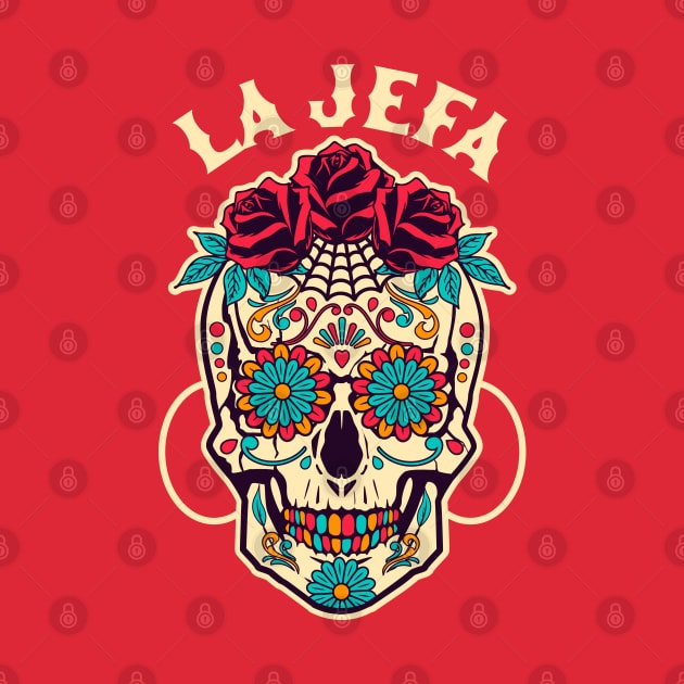 La Jefa Sugar Skull Mexican Dia De Los Muertos Day of Dead by OrangeMonkeyArt