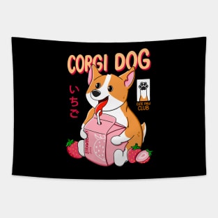 Corgi Strawberry Juice Tapestry