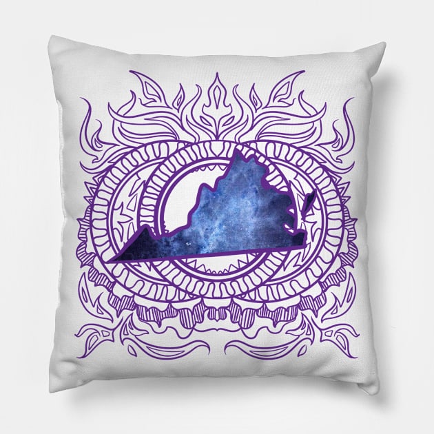 Virginia Mandala Pillow by Manfish Inc.