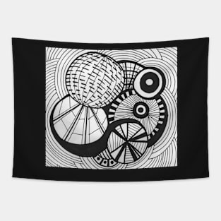 Circles and curves pattern Tapestry