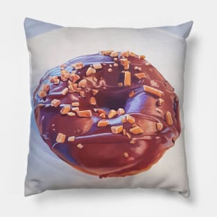 Chocolate Donut with Toffee Bits Painting Pillow