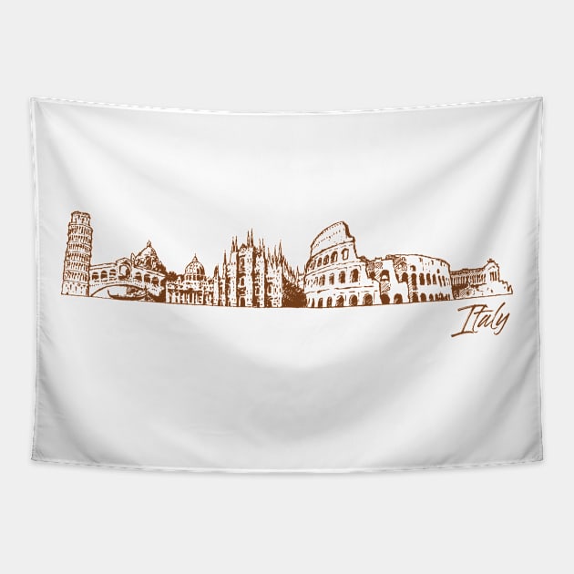 Italy hand drawn skyline Tapestry by SerenityByAlex