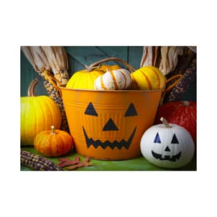 Halloween Bucket And Pumpkin Still Life T-Shirt