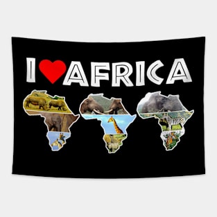 I Love Africa Wildlife Collage Map Trio Tapestry