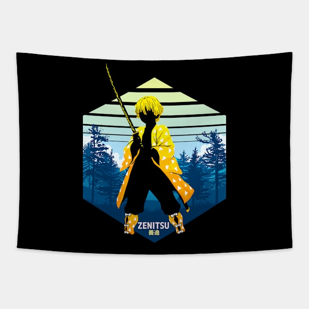 Retro Zenitsu Tapestry by TeeTowArt