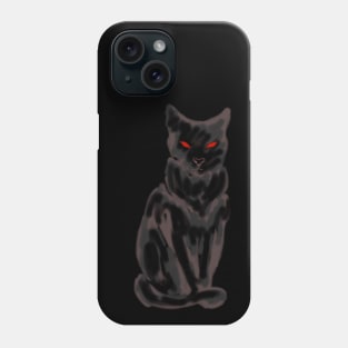 Black cat with red eyes Phone Case