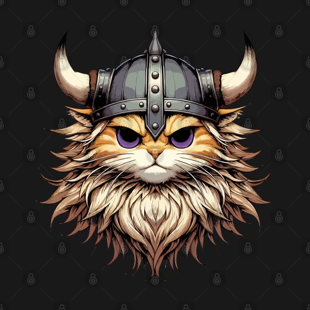 Angry Viking Warrior Cat Norse Mythology Anime Portrait by TomFrontierArt