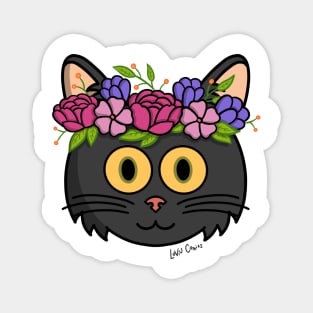 Black kitty with flower crown! Magnet