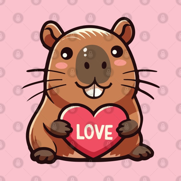 Cute capybara hold heart by AnnArtshock