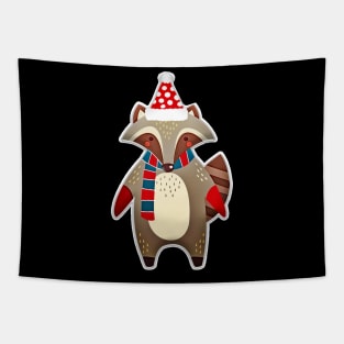 Merry Christmas Raccoon Tapestry