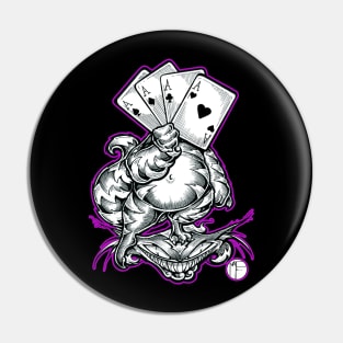 Cheshire Cat With Cards - Purple Outline Pin