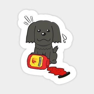 Funny Black Dog Spilled Hot Sauce Magnet