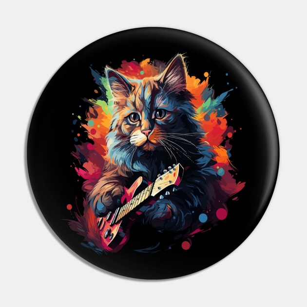 American Bobtail Playing Guitar Pin by JH Mart