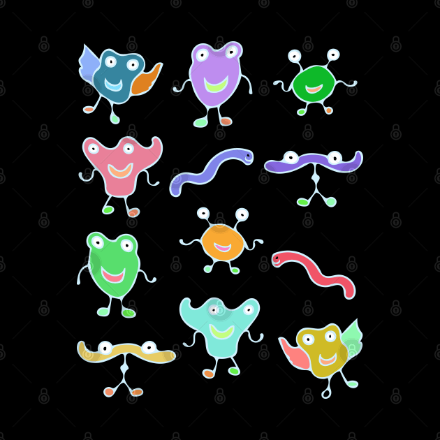 Cute And Colorful Monster Pattern (dark) by Davey's Designs