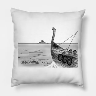 Vikings arriving at Lindisfarne by 9BH Pillow